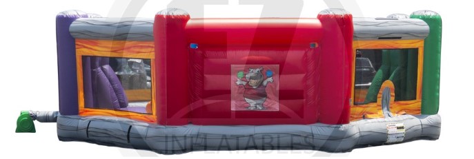 Sideview of the Hippo Tug and Dunk inflatable